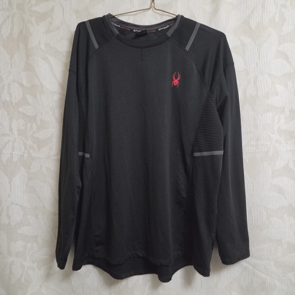 Spyder Men's Active Long Sleeve Shirt XL Black Pullover Performance Stretch